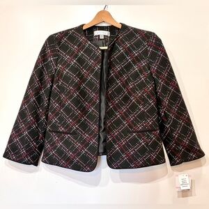 Kasper Women's Black and Red Checkered Blazer